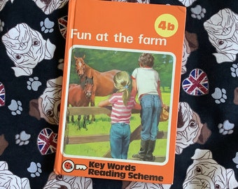 Vintage 1981 4b 'Fun at the farm' Ladybird Peter and Jane Key Words Reading Scheme Book in Hardback -Fun, Nostalgic Birthday Gift -Education