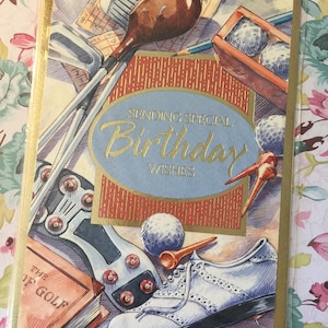 Vintage/Retro Circa jaren 1990 'Sending Special Birthday Wishes' Card met Golf Design - Nostalgische Card - Golf Lover Friend Card - Sweet Verse