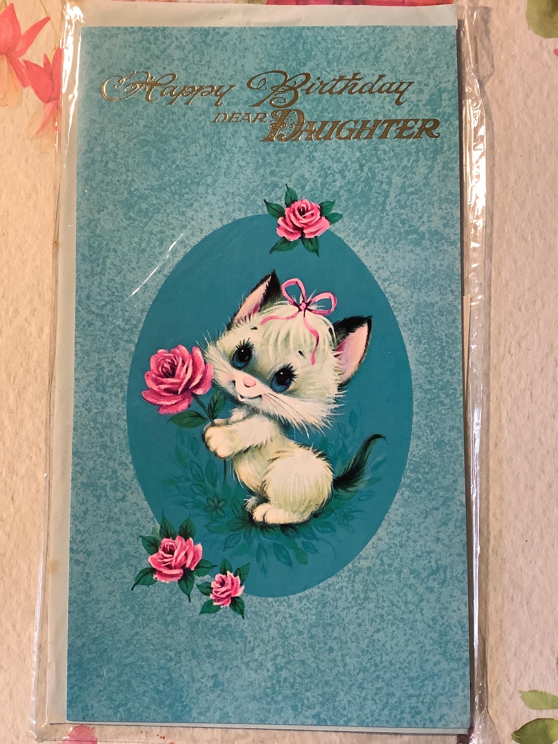 RARE Vintage Circa 1970s Happy Birthday Dear Daughter Card -cute Kitsch ...