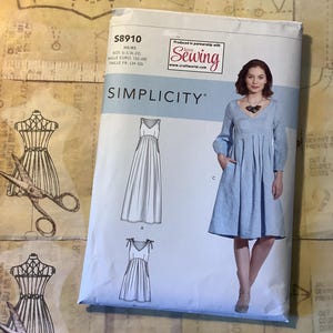 Uncut 2020 Simplicity Sewing Pattern S8910 for Misses&#39; Dress with Pockets and Length and Sleeve Variations - Sizes 6-22 - Contemporary Style