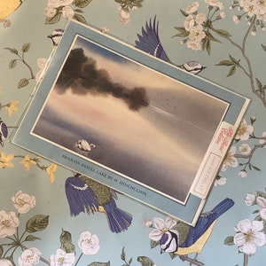 Splendido biglietto vintage raro per il centenario degli anni '80 circa, con il design "Cigno sul lago pastello" di M. Hinchcliffe - Un biglietto nostalgico da incorniciare