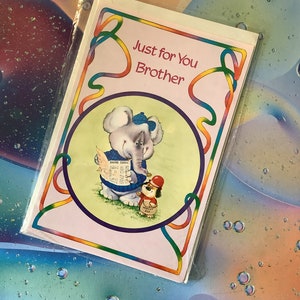 Cartão de aniversário RARO e incomum vintage dos anos 1970 'Só para você, irmão' - Diversão, retrô 'Elefante e cachorro' no design das corridas - Cartão de fã de corridas de cavalos
