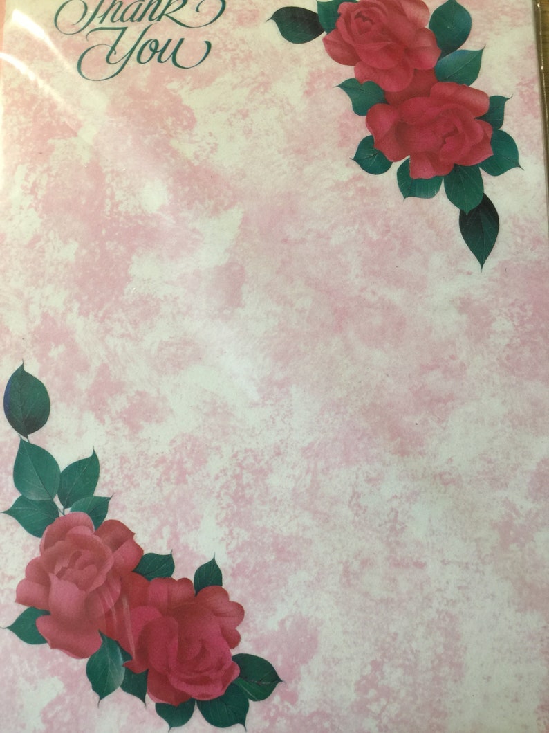 Fabulous Vintage Circa 1970s 'Thank You' Note Paper 20 Pink Sheets Pretty Roses Design & 20 Pink Envelopes Vintage Wedding Stationery image 4