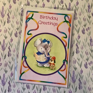 Cartão RARO e incomum de 'Saudações de aniversário' vintage dos anos 1970 - Design divertido e retrô de 'Elefante e cachorro' nas corridas - Amante de corridas de cavalos/jogos de azar