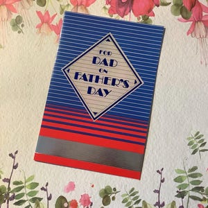 Cartão raro, vintage, sem uso, da década de 1980, "Para o pai no dia dos pais" - Design clássico - Cartão com mensagem simples no interior - Cartão com nostalgia e carinho para o pai dos anos 80
