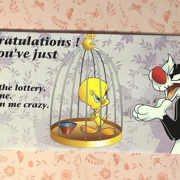 EXTREMELY RARE Vintage 1997' 'Looney Tunes 'Sylvester & Tweety Pie' Cartoon Story Blank Friendship Card - Warner Bros. - Fun, Nostalgic Card