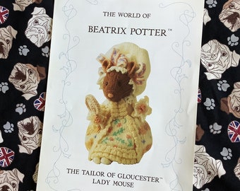 RARE Vintage 1998 Alan Dart 'The World of Beatrix Potter - The Tailor of Gloucester Lady Mouse' Soft Toy Knitting Pattern - Slightly Damaged