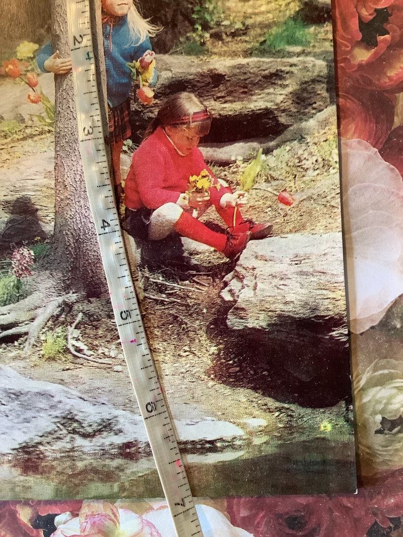 EXTREMELY RARE Vintage Circa 1970s 'Today You're 5' Retro Photo Card featuring 2 Little Girls playing in a Forest/Wood Childhood Nostalgia image 7