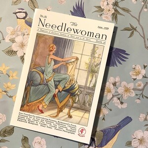 Biglietto vuoto con riproduzione della copertina della rivista "The Needlewoman" del 1929 - Biglietto insolito da incorniciare - Amante della moda anni '20