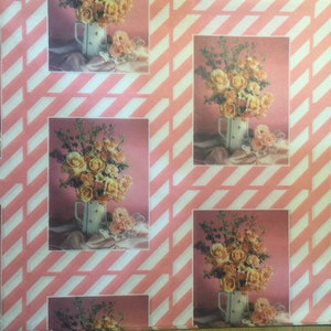 Zeer ZELDZAME Vintage / Retro / Kitsch Circa jaren 1970 Floral Fotografie Design Gift Wrap -Verjaardag / Verjaardag / Moederdag Papier -Junk Journal Filler