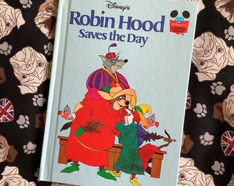 RARE Vintage 1980 FIRST EDITION 'Robin Hood Saves The Day' Walt Disney's Wonderful World of Reading - Disney Fan Birthday Gift -Glossy Cover