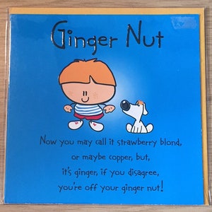 Carte vierge « Ginger Nut » vintage/rétro des années 1990 avec enveloppe - ami, frère, père, grand-père, mari, partenaire, femme - anniversaire