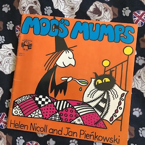 RARE Vintage 1984 &#39;Mog&#39;s Mumps&#39; Paperback Book by Jan Pienkowski & Helen Nicoll - Fun, Nostalgic Picture Book - Meg The Witch - Mog the Cat