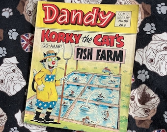 Rare Vintage 1987 'Dandy Korky the Cat's Fish Farm' Mini Comic No. 96 - Comic Strip Story Book -Fun, Nostalgic Birthday Gift for a Korky Fan