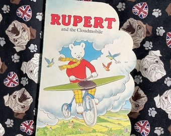 RARE Vintage 1993 Rupert Board Book 'rupert and the Cloudmobile