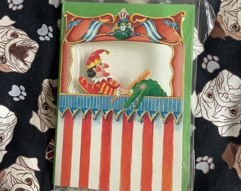 RARE Vintage Circa 1990s Blank 'Punch & Judy Puppet Show' Design Card -Designed by Ljiliana Rylands for Courtier - Card to Treasure FOREVER!
