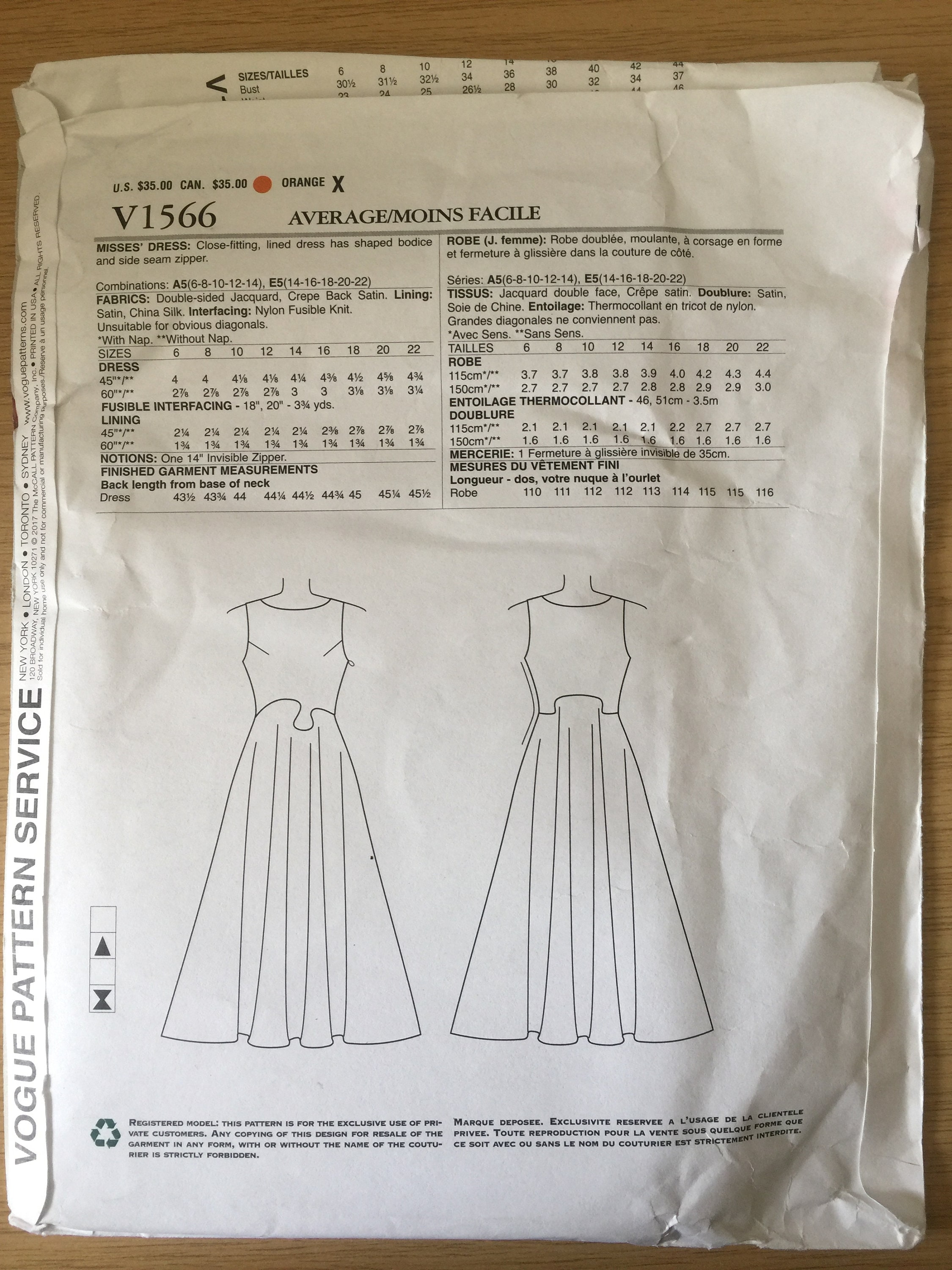 Zandrra Rhodes Patterns Uncut 2017 Vogue 'zandra Rhodes Designer Original' Sewing Pattern for a ...