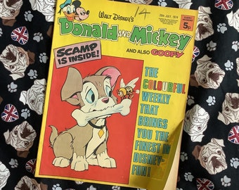 Rare vintage du 20 juillet 1974 magazine « Donald et Mickey » de Walt Disney - rempli d'histoires de bandes dessinées - cadeau d'anniversaire de fan de Disney