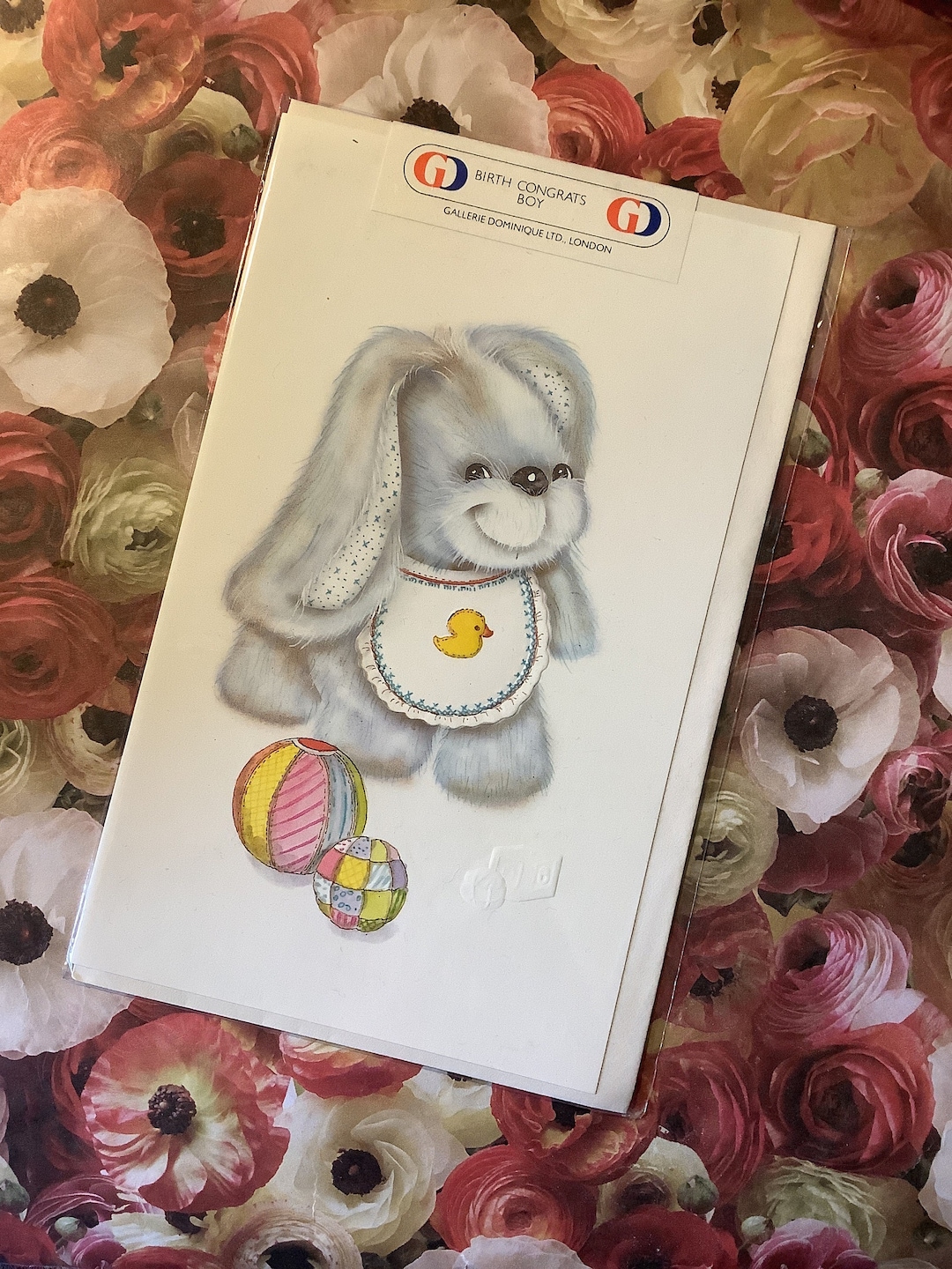 RARE Vintage/retro Circa 1980s 'new Baby Boy Card - Super Cute Rabbit ...