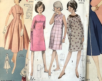 VERY RARE Vintage 1960s Uncut & Factory Folded  Maudella Girls Dress Pattern No 5368, Ages 11-12 - 3 Variations - 60s Fashion