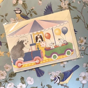 RARE carte de voeux vierge « Barney » le vieux chien de berger anglais vintage 1989 - design mignon pour chien - télévision pour enfants des années 1980 - carte nostalgique à chérir