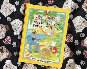 Vintage 1993 Rupert Board Book 'Rupert and the Treasure Hunt' Daily Express - Pirate Story - Learn To Read Book - Fun Rupert Bear Book Gift