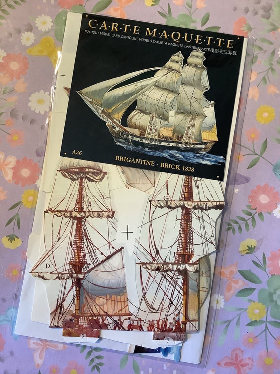 RARE Vintage Model Card Brigantine Ship 1838 FABULOUS Etsy