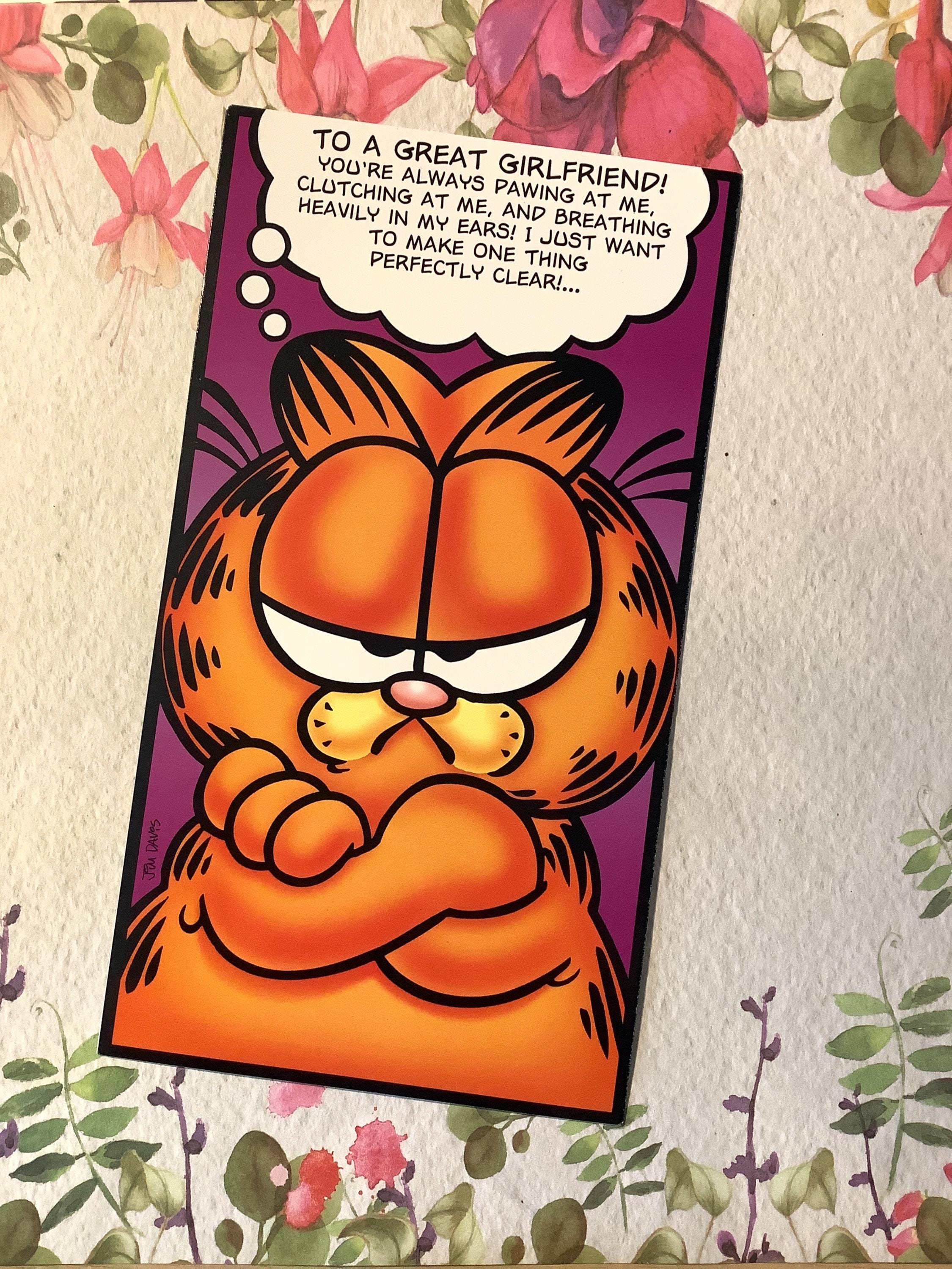 RARE Fabulous 1998 Garfield Unused Girlfriend Birthday Card With RARE Fabulous 1998 Garfield Unused Girlfriend Birthday Card With
