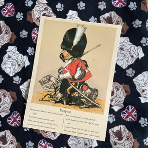 Uiterst ZELDZAME vintage jaren '70 'Dragoon' Chimera Postal Prints blanco notitiebord Army & Navy Drolleries c1880 door majoor Seccombe - Dragoon Guards