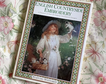 STUNNING Vintage 1988 'English Countryside Embroidery' Hardback Book By Stafford Whiteaker -Over 50 Original Needlepoint Designs -Gift Ideas