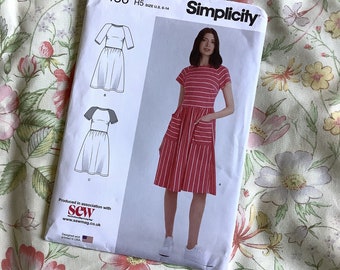 Uncut F/F 2022 Simplicity Sewing Pattern K9136 for Misses' Dress with Waist Gathers and Raglan Sleeve Variations in Sizes 6-14 - Supply