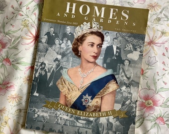 RARE Vintage Coronation Number June 1953 'Homes and Gardens'  Magazine - B & W Photos of Queen Elizabeth II and the Royal Family - Ephemera