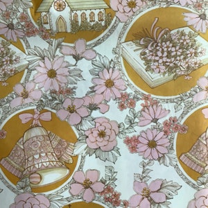 UITERST ZELDZAME vintage/retro/kitsch ca. jaren 60 bruiloft/bruidsdouche/jubileum cadeaupapier - inpakpapier - vintage stijl bruiloft