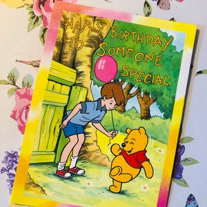 Vintage anni '90 'Happy Birthday To Someone Special' Pop-up Card - Winnie The Pooh & Christopher Robin Design - Pooh Fan Card -Collectable Card