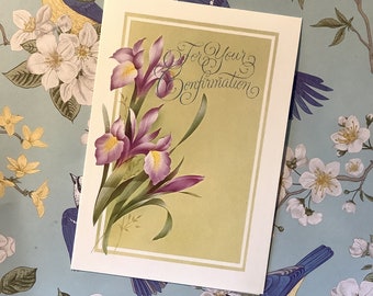 Vintage Circa 1980s 'For Your Confirmation' Card with BEAUTIFUL Floral Design - A Card To Treasure Forever - Sweet Verse Inside -Nostalgia