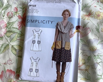 Uncut 2020 Simplicity 'Dottie Angel' Sewing Pattern S9122 for Misses' Dress 0r Tunic with Pockets in Sizes XS-XL or 6-8 to 22-24 - Supply
