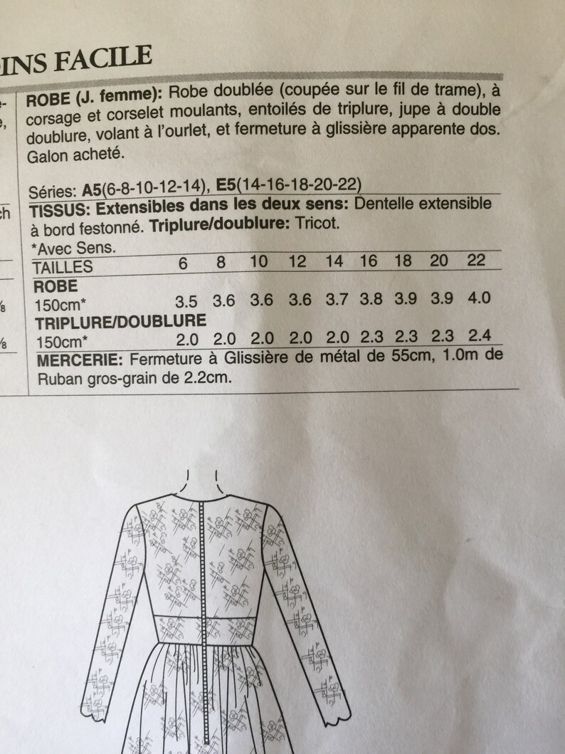 Pu&ograve; includere: Un cartamodello per un abito con maniche lunghe e gonna. Il cartamodello include istruzioni per le taglie dalla 6 alla 22. Il cartamodello &egrave; per un abito foderato e con una cerniera. Il cartamodello include anche istruzioni per la realizzazione della fodera e della cerniera.