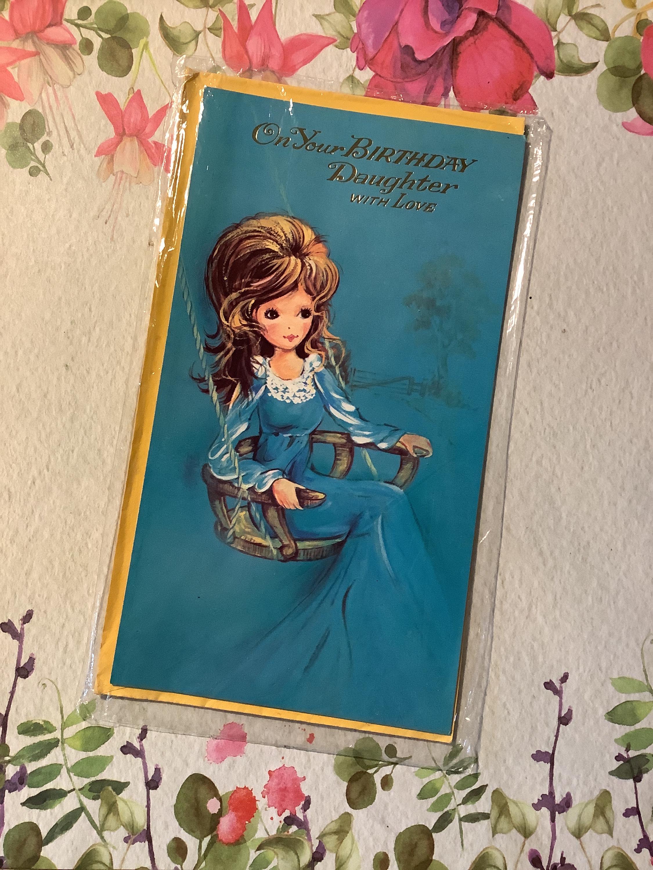 RARE Vintage Circa 1970s Daughter Birthday Card - STUNNING Girl in a ...