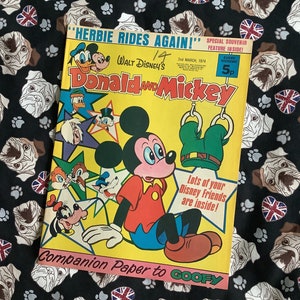 Rare Vintage 2nd March 1974 Walt Disney&#39;s &#39;Donald and Mickey&#39; Magazine - Packed full of Comic Strip Stories - Fun Disney Fan Birth Year Gift