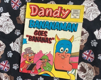 Rare vintage de 1989 « Avec Bananaman Goes « Bananas » Mini BD n° 160 histoire de bande dessinée - cadeau d'anniversaire nostalgique/rétro amusant pour un fan
