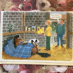 Vintage humorvolle 'Pferd'-Themen-Karte für jeden Anlass -Entworfen von Ian Mackintosh -Pferdeliebhaber-Karte - Karte zum Einrahmen -Niedliche Reiterkarte