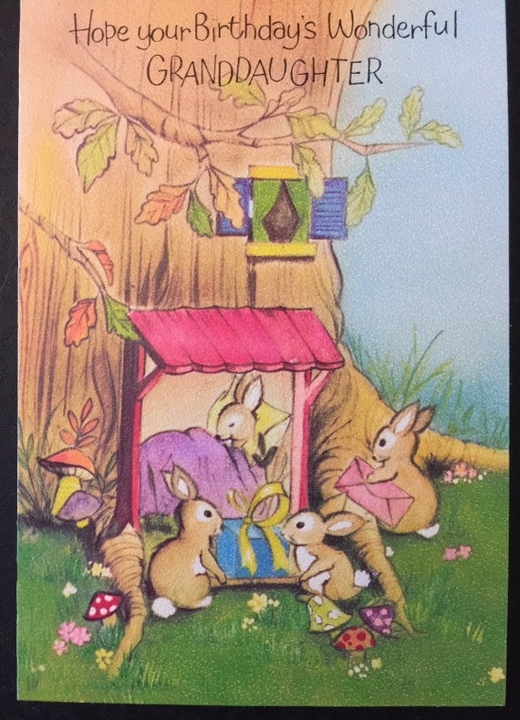 EXTREMELY RARE Vintage Circa 1960s 'hope Your Birthday's Wonderful  Granddaughter' Card - Adorable Rabbit Family House Design - Sweet Verse -  Etsy