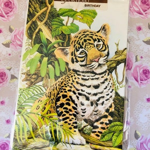 EXTREMAMENTE RARO Vintage/Retro Circa 1970s Lindamente projetado 'Tiger' cartão de aniversário em branco projetado por P. Sturgess - Cartão de aniversário amante de tigre