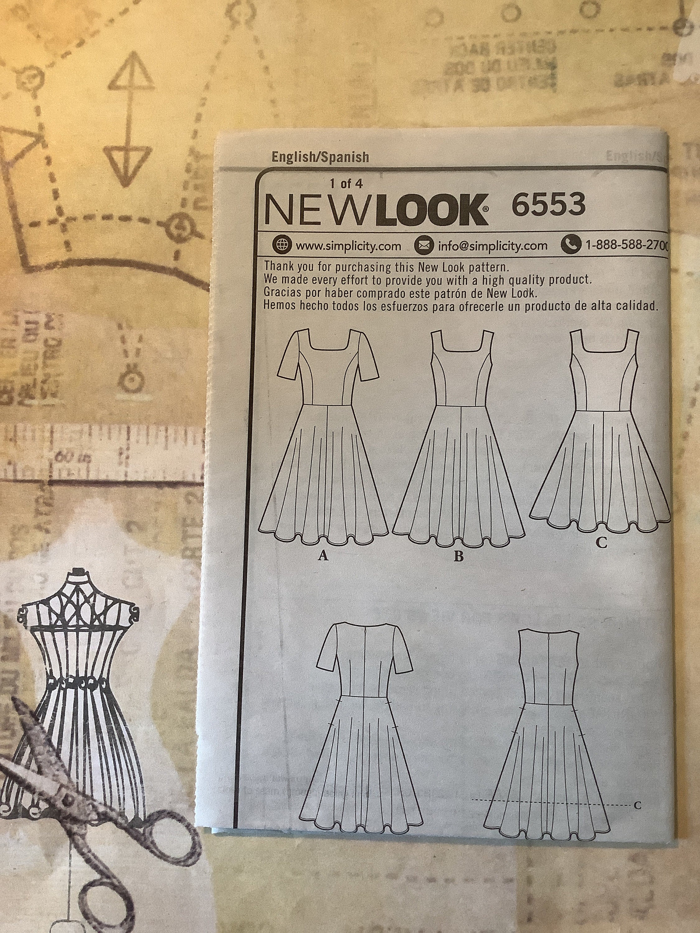 Stapoo Pattern Uncut 2019 New Look Sewing Pattern No K6553 for Ladies Dresses in Sizes ...