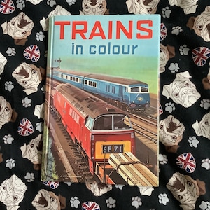 RARE Vintage 1967 Children&#39;s Book Trains In Colour in Hardback -STUNNING Train Illustrations by C J Harrison -Nostalgic Gift for a Train Fan