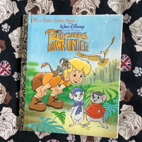 1990 Vintage Walt Disney The Rescuers Down Under a Little Golden Book in Hardback -Disney Fan Book Gift -Book of the Movie - Birth Year Gift