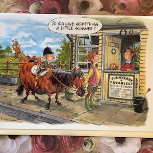 Vintage humorvolle 'Pferd'-Themen-Karte für jeden Anlass - entworfen von Graham Allen - Pferdeliebhaber-Karte - Karte zum Rahmen - niedliche Reiterkarte