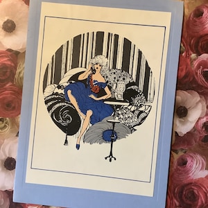 EXTRÊMEMENT RARE vintage Circa 1970s 'Elegance' Card -STUNNING Art Deco Style Lady Design - Hand Assembled Card by Halcyon Cards - 1920s Lover