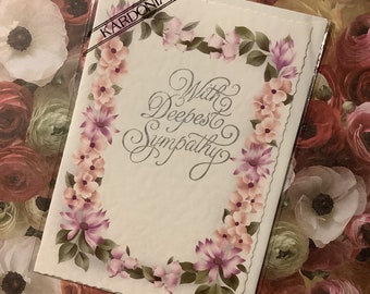 RARE & Unwritten Vintage 1960s 'With Deepest Sympathy' Card With Beautiful Floral Design and Simple Message - Quality Card by Kardonia