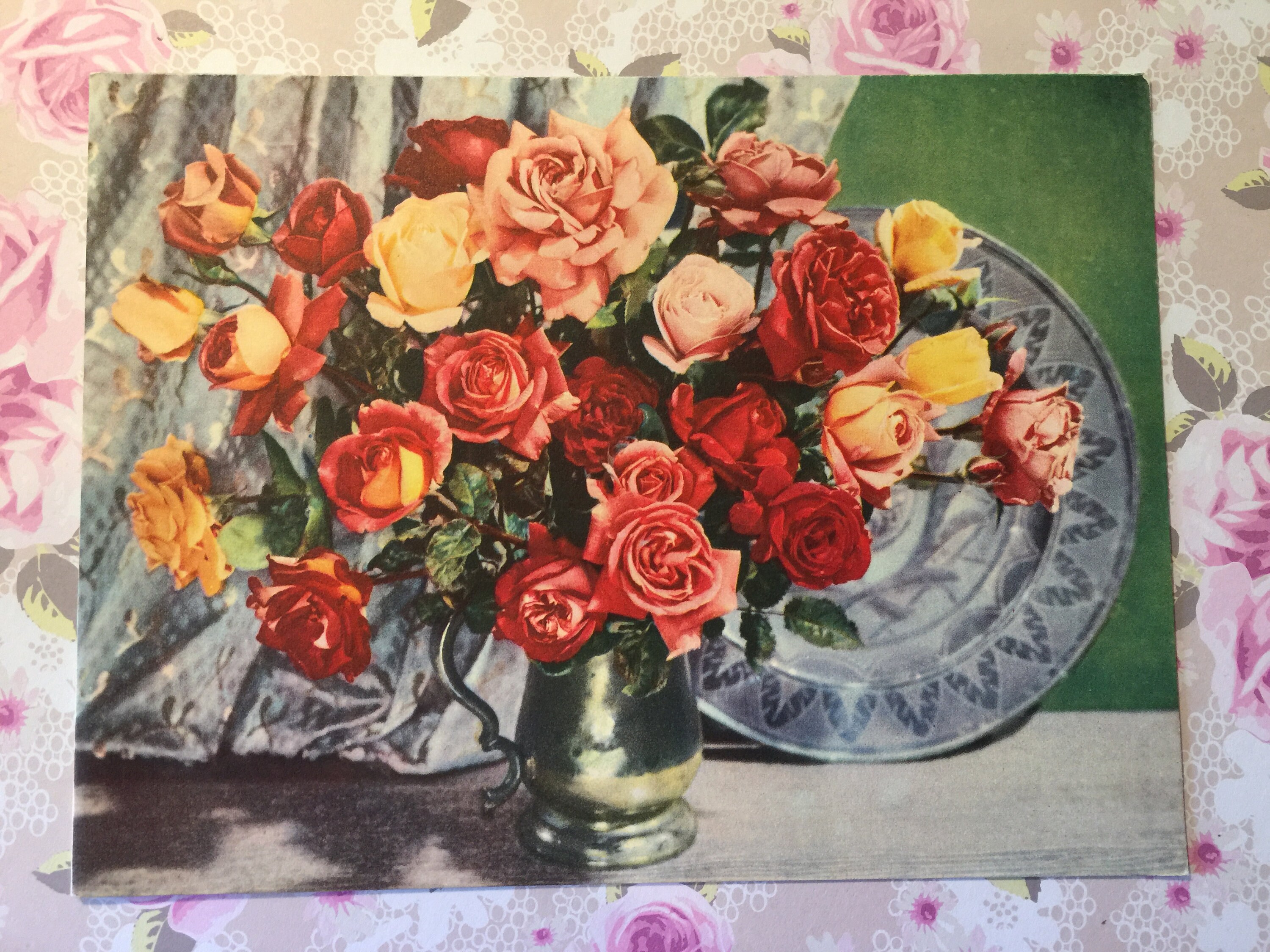 EXTREMELY RARE Circa 1940s Signed Vintage Four-fold Birthday Card Collectable Mia Card Sweet Verse Cute Dog Design Decorated Inside